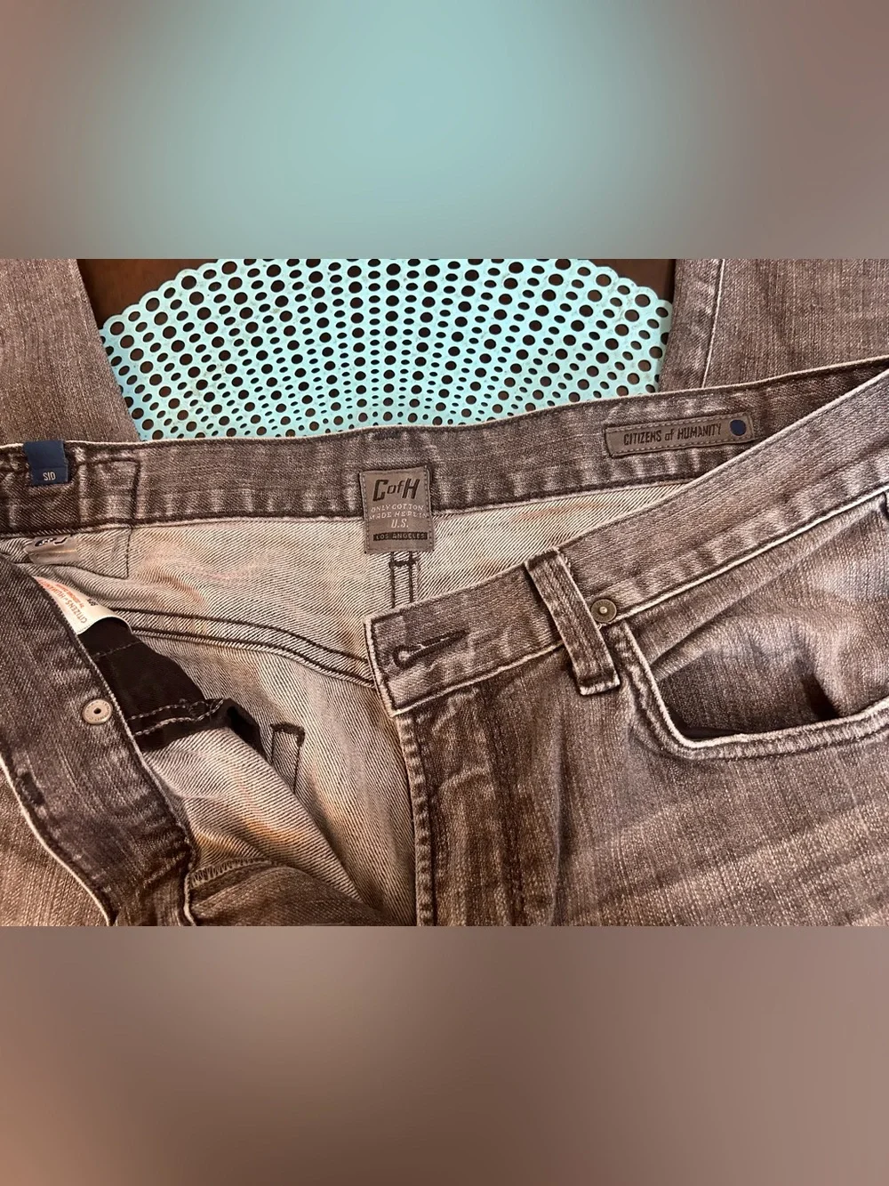 Citizens Of Humanity Jeans Mens Size 33 “Sid” Straight Leg Gray Stretch Denim